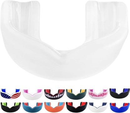 Youth Sports Mouth Guard for Kids (USA Flag, Fangs, 20+ Colors to Choose From) Mouthguard for Football, MMA, Karate, Boxing, Rugby, BJJ, Flag Football – /W Case (Youth, Strapless)