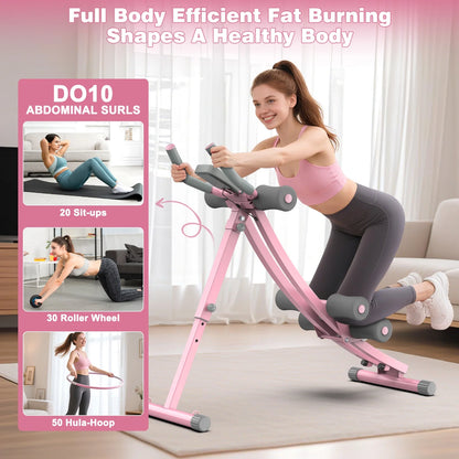 Foldable Ab Machine, Ab Workout Equipment for Home Gym,Core & Abdominal Trainer Fitness Equipment Max 440Lbs with LCD Display