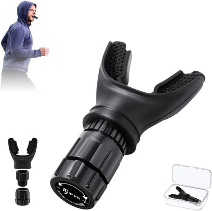 Breath Trainer, Portable Breathing Trainer for Men with Adjustable Resistance, Improve Endurancee and Strength for All,Daily Lung Trainer, Easy to Clean, 2PCS (Black)