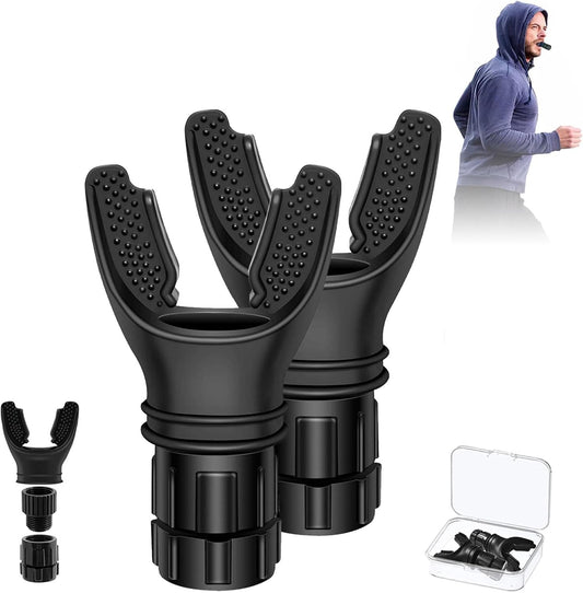 Breath Trainer, Portable Breathing Trainer for Men with Adjustable Resistance, Improve Endurancee and Strength for All,Daily Lung Trainer, Easy to Clean, 2PCS (Black)