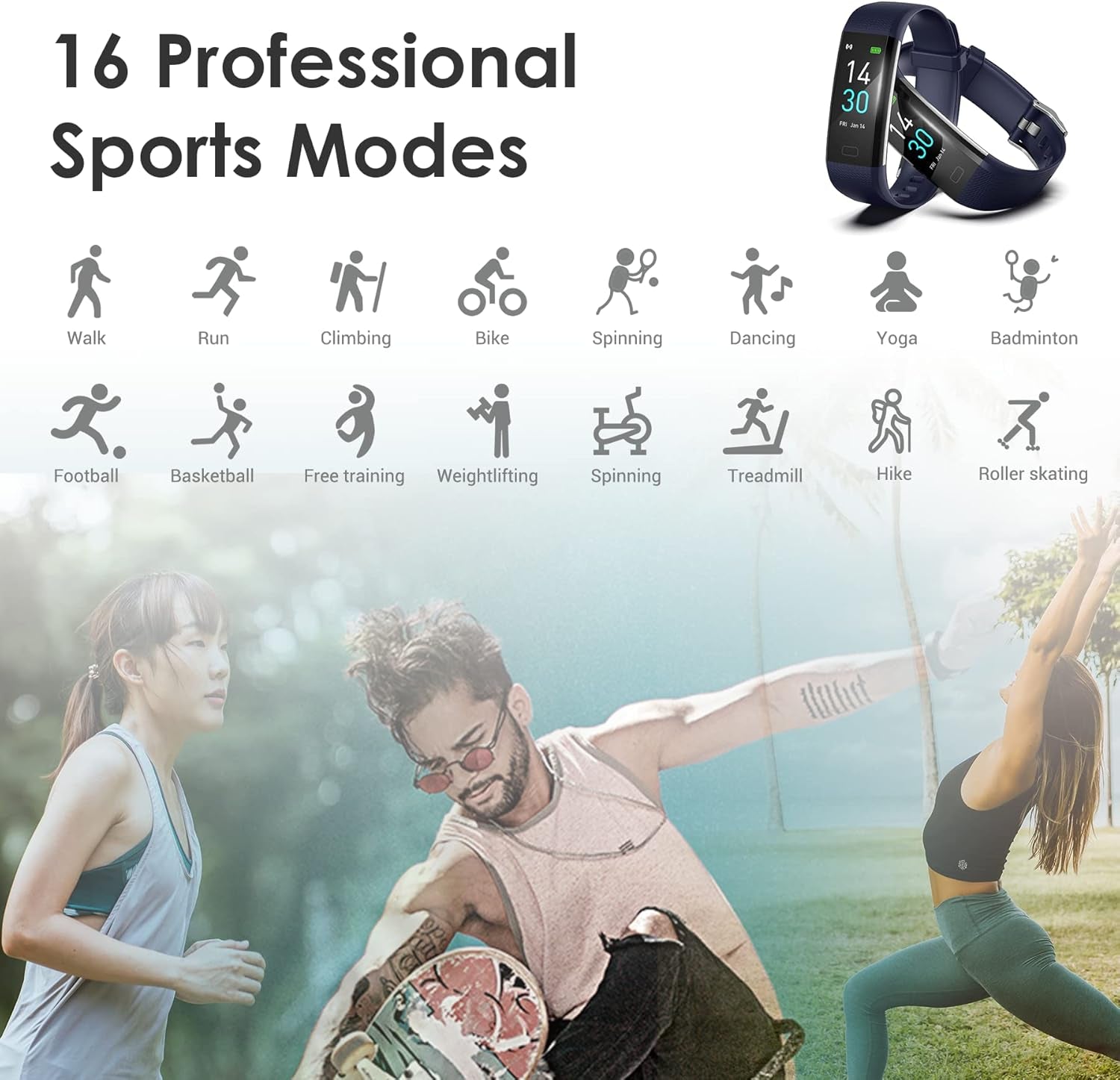 Fitness Tracker for Men and Women,Fitness Watch Waterproof with Activity Tracker and Sleep Monitor,Smart Watch for Android and Ios Phones