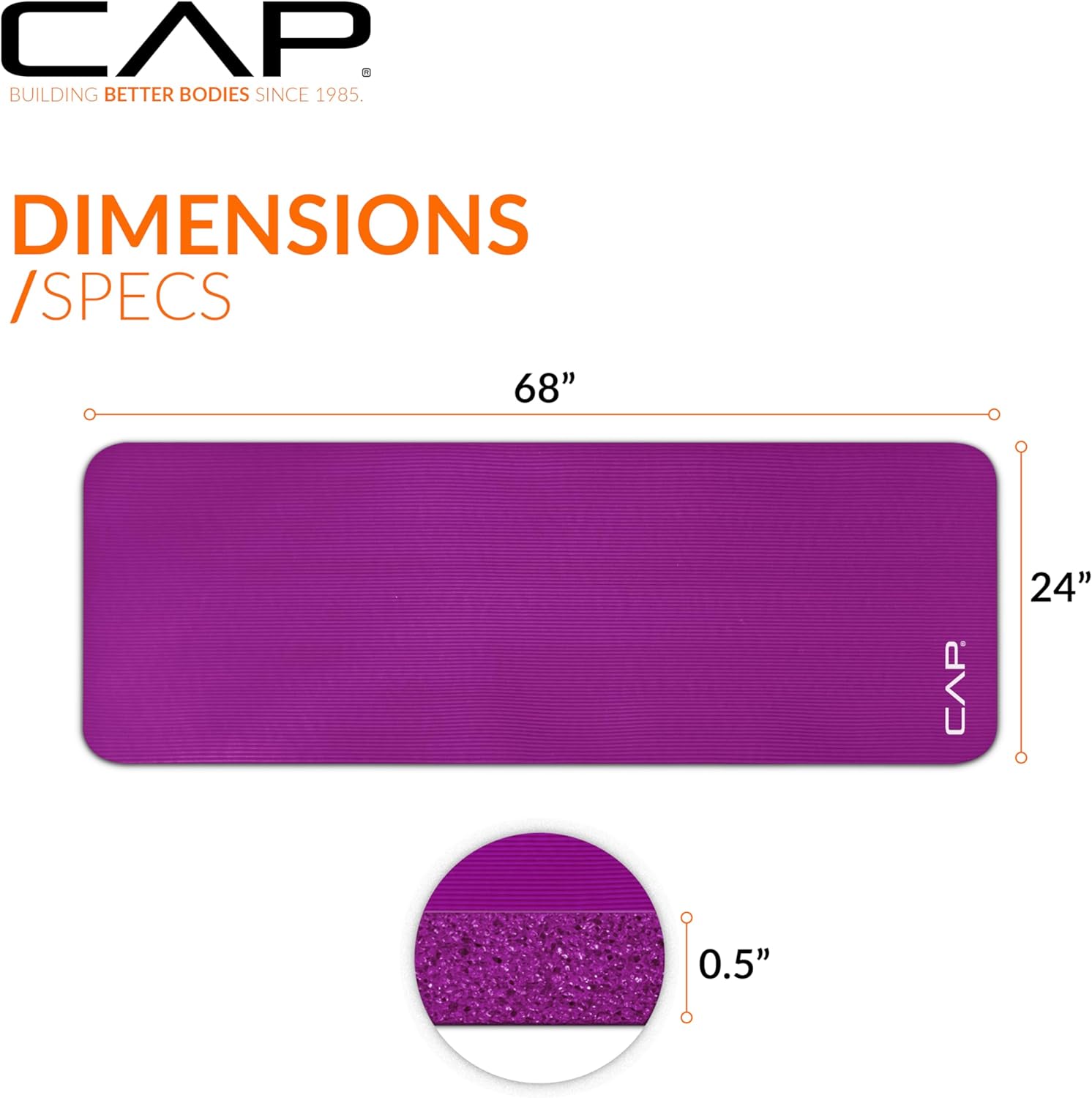 1/2-Inch High Density Exercise Yoga Mat with Strap | Multiple Options