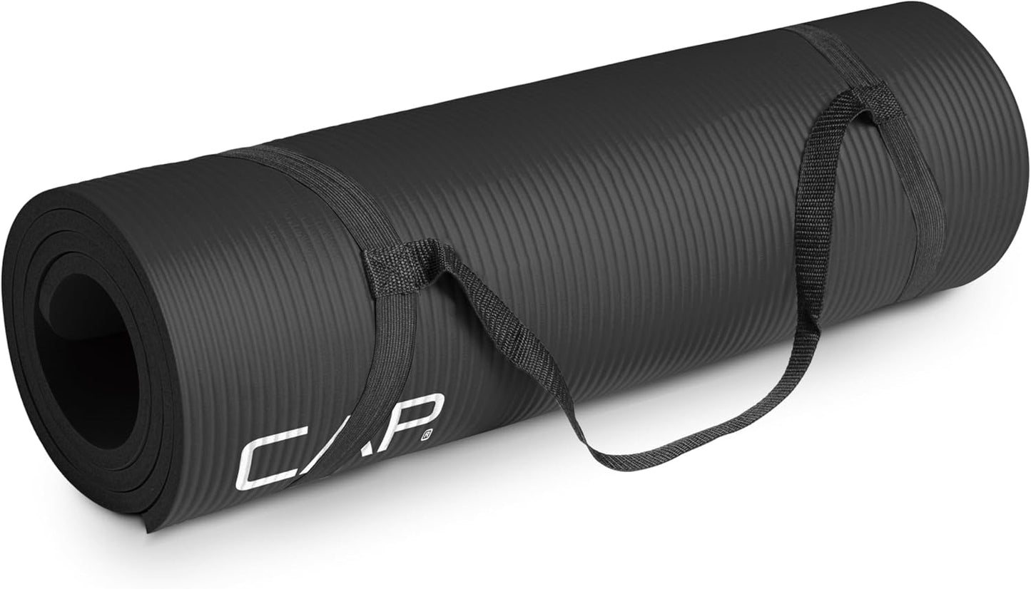 1/2-Inch High Density Exercise Yoga Mat with Strap | Multiple Options