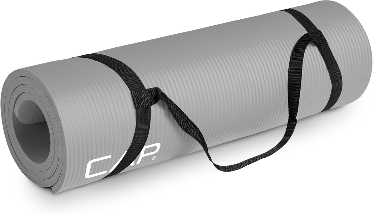 1/2-Inch High Density Exercise Yoga Mat with Strap | Multiple Options