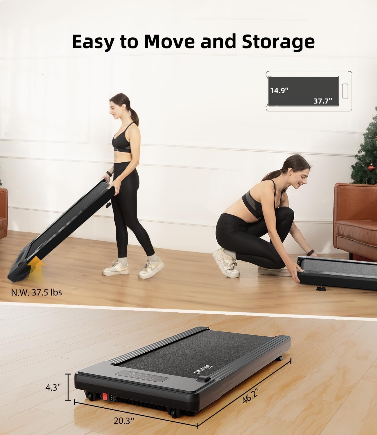 Walking Pad - under Desk Treadmill for Home/Office, Portable with Remote Control LED Display - Ideal for Fitness Enthusiasts