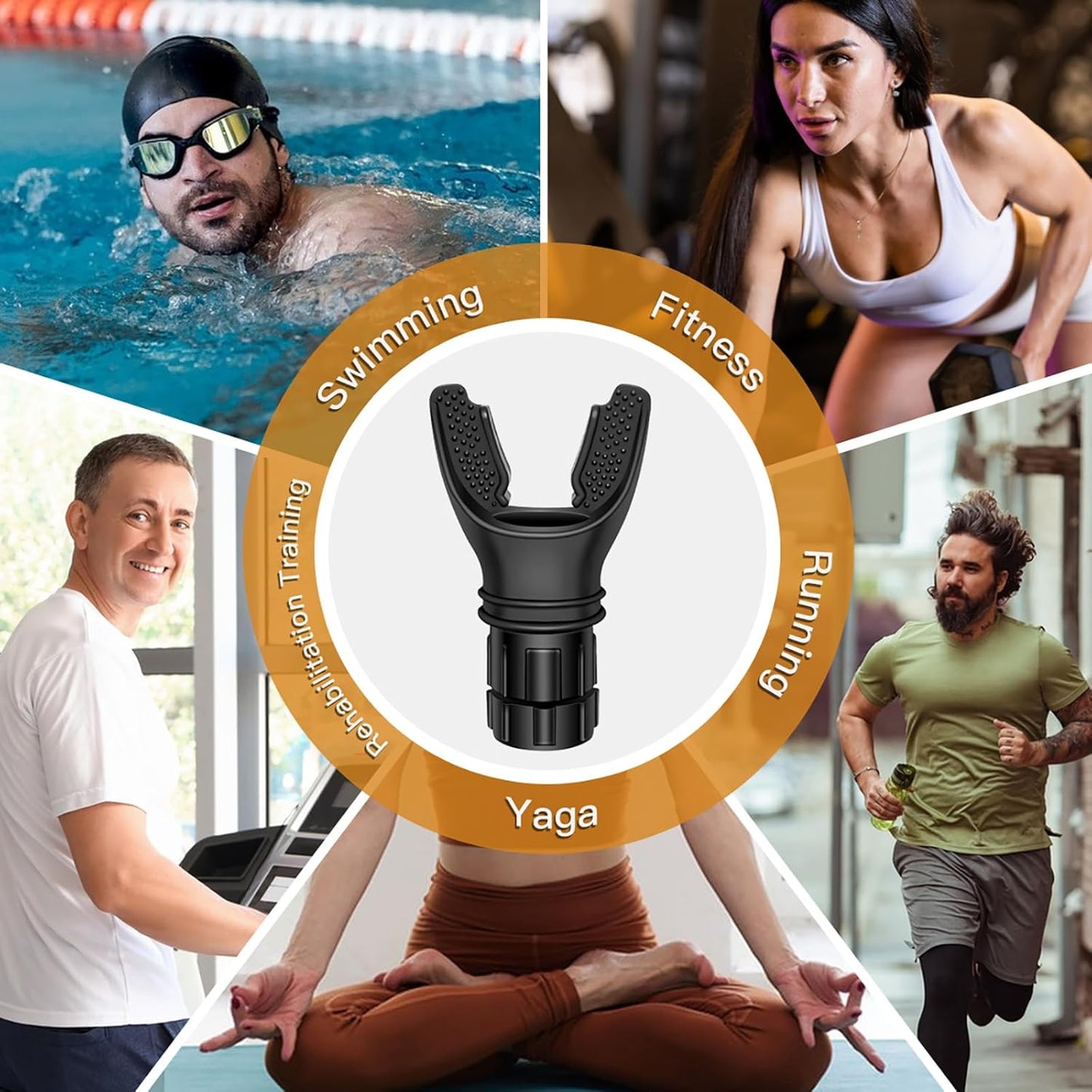 Breath Trainer, Portable Breathing Trainer for Men with Adjustable Resistance, Improve Endurancee and Strength for All,Daily Lung Trainer, Easy to Clean, 2PCS (Black)