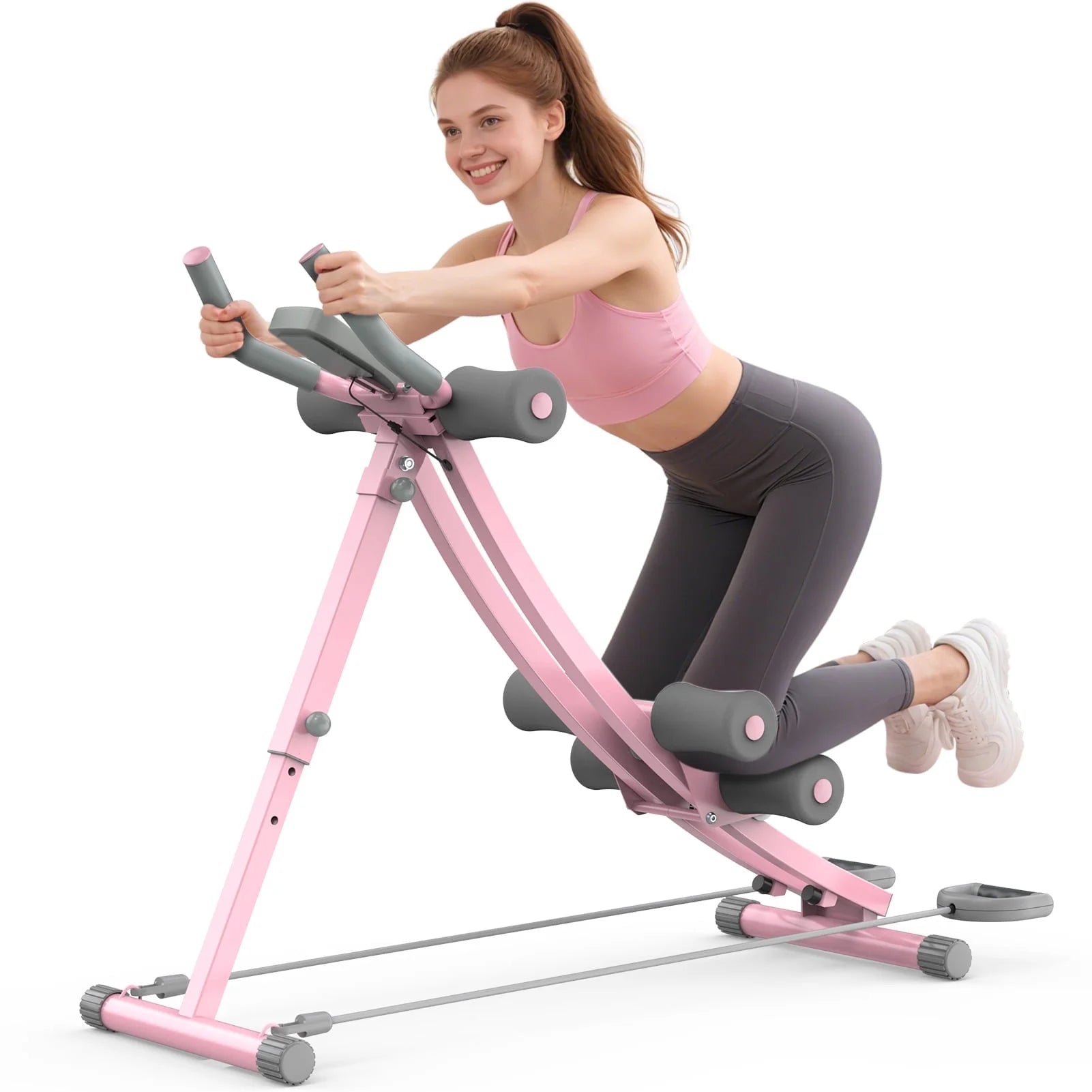Foldable Ab Machine, Ab Workout Equipment for Home Gym,Core & Abdominal Trainer Fitness Equipment Max 440Lbs with LCD Display