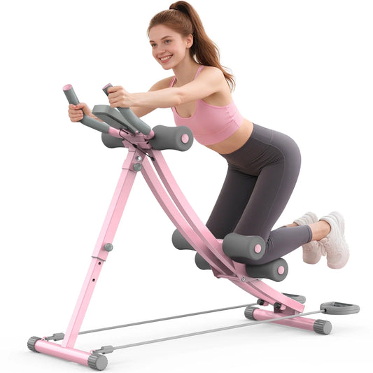 Foldable Ab Machine, Ab Workout Equipment for Home Gym,Core & Abdominal Trainer Fitness Equipment Max 440Lbs with LCD Display