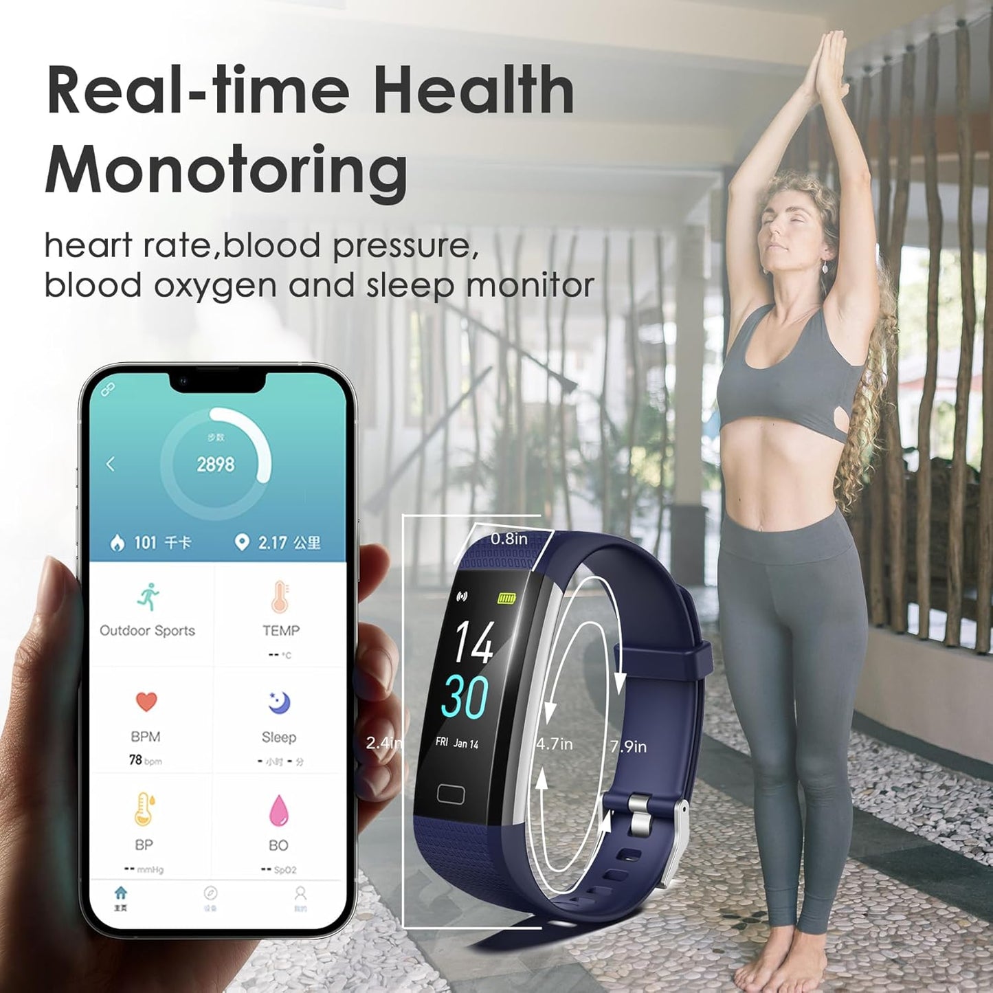 Fitness Tracker for Men and Women,Fitness Watch Waterproof with Activity Tracker and Sleep Monitor,Smart Watch for Android and Ios Phones