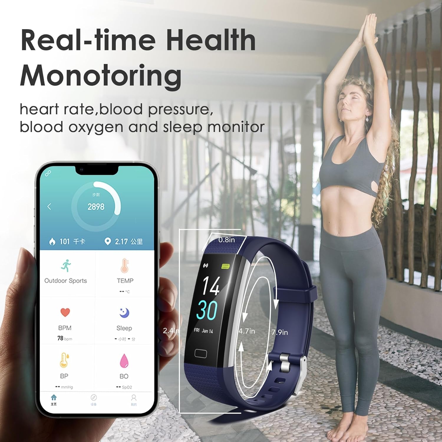 Fitness Tracker for Men and Women,Fitness Watch Waterproof with Activity Tracker and Sleep Monitor,Smart Watch for Android and Ios Phones