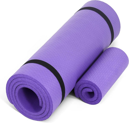 1/2-Inch High Density Exercise Yoga Mat with Strap | Multiple Options