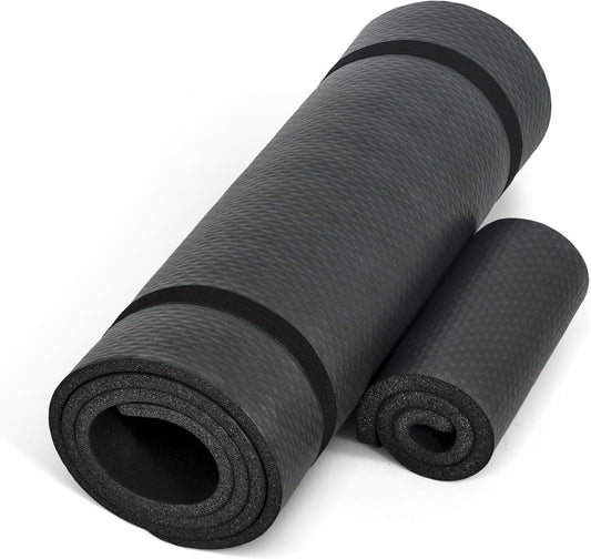 1/2-Inch High Density Exercise Yoga Mat with Strap | Multiple Options