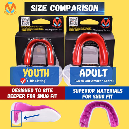 Youth Sports Mouth Guard for Kids (USA Flag, Fangs, 20+ Colors to Choose From) Mouthguard for Football, MMA, Karate, Boxing, Rugby, BJJ, Flag Football – /W Case (Youth, Strapless)