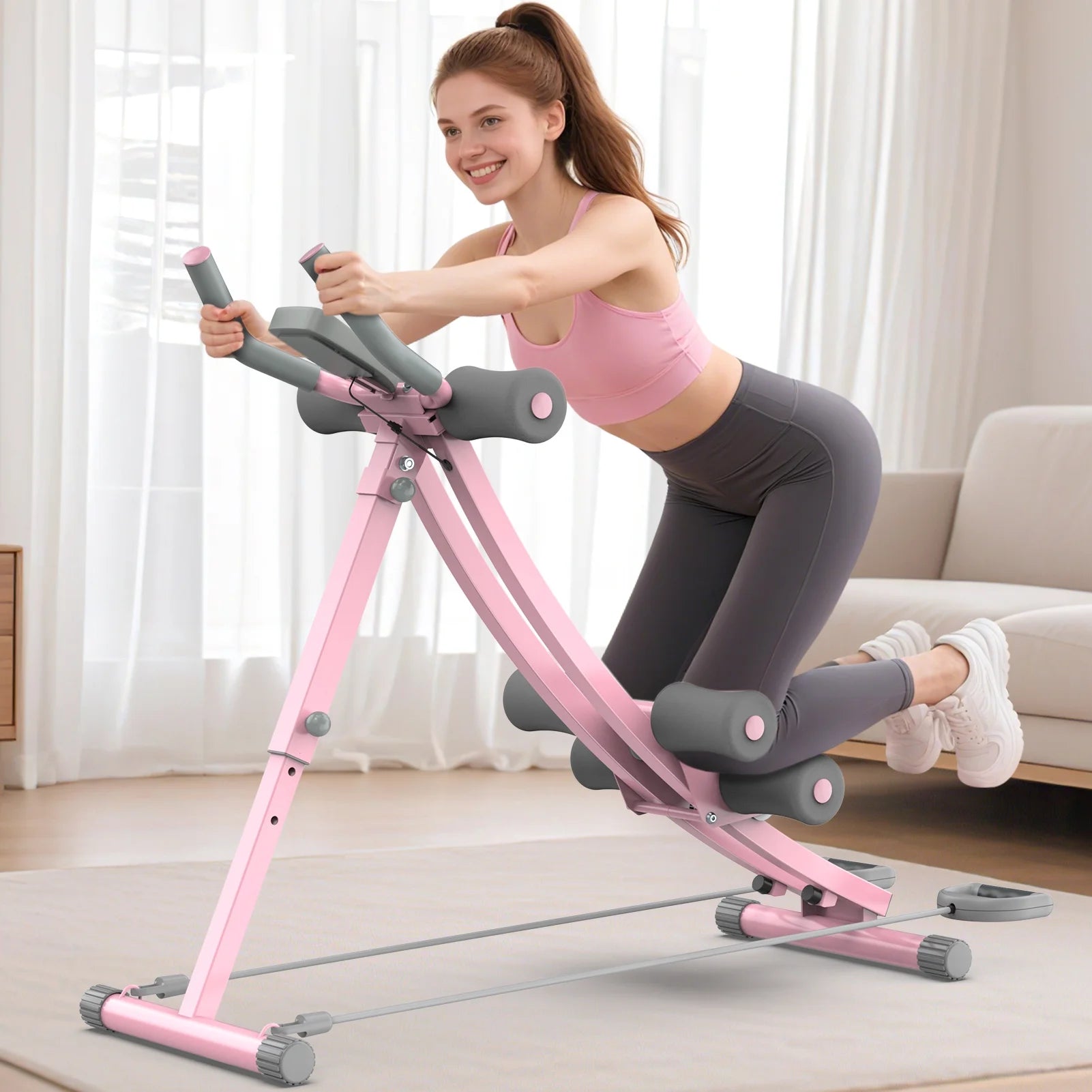 Foldable Ab Machine, Ab Workout Equipment for Home Gym,Core & Abdominal Trainer Fitness Equipment Max 440Lbs with LCD Display