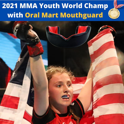 Youth Sports Mouth Guard for Kids (USA Flag, Fangs, 20+ Colors to Choose From) Mouthguard for Football, MMA, Karate, Boxing, Rugby, BJJ, Flag Football – /W Case (Youth, Strapless)