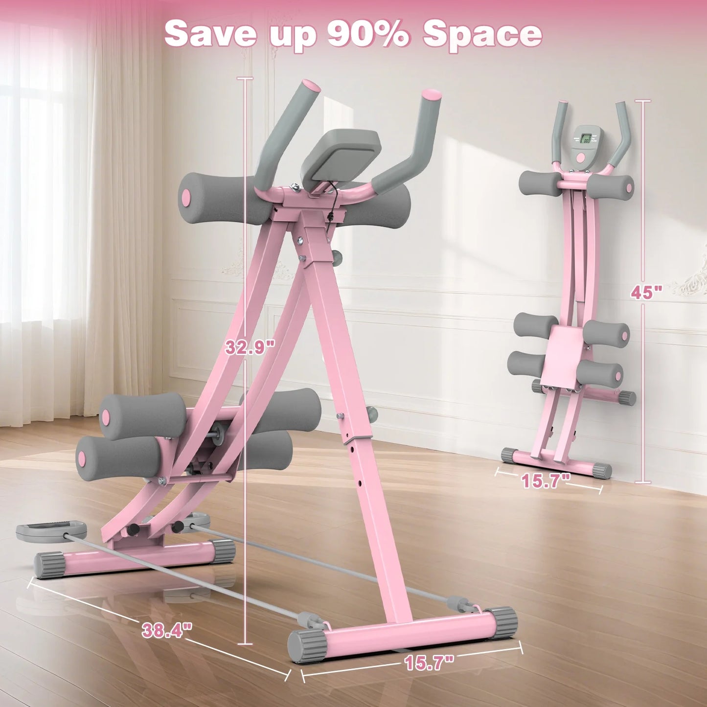 Foldable Ab Machine, Ab Workout Equipment for Home Gym,Core & Abdominal Trainer Fitness Equipment Max 440Lbs with LCD Display